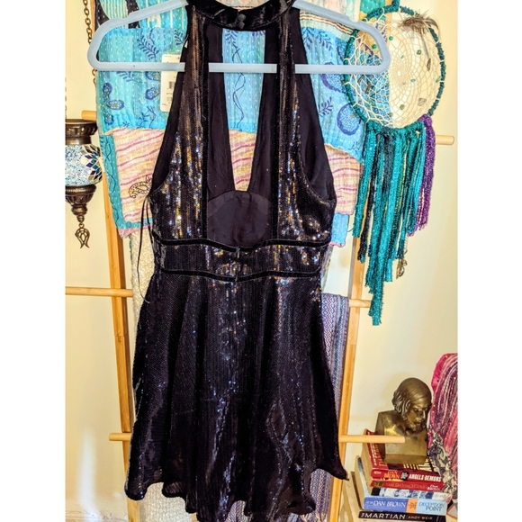 Free People Black Sequined Mini Dress - Picture 4 of 6